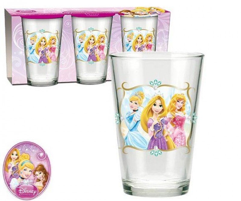 Brinde JOGO DE COPOS VIDRO 300 ML - PRINCESAS DISNEY - 4 PÇS