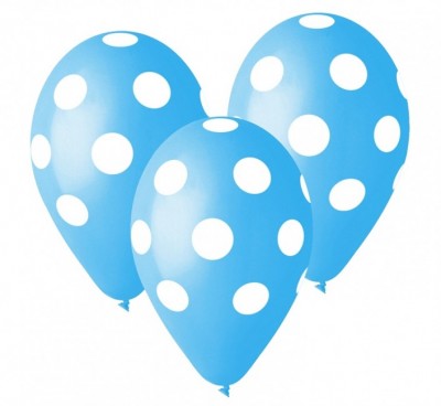 Pack de 5 balões azul claro com bolinhas