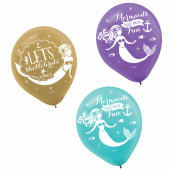 6 Balões Latex Sereia Mermaid Sortidos