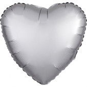 Balão Foil Coração Prateado Acetinado 43cm