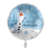 Balão Foil Redondo Frozen 2 Feliz Aniversário Olaf 43cm