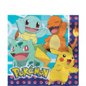 Pacote de artigos de festa Pokémon serve 16: pratos de 17,78 cm e  guardanapos de bebidas com velas de aniversário (Pacote para 16)