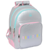 Mochila Escolar Dupla 42cm adap trolley Benetton Silver