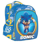 Mochila Pré Escolar 30cm Sonic Gotta Go Fast