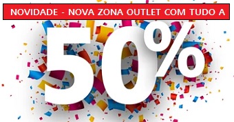 Centenas de artigos com 50% de desconto na nova zona Outlet do nosso site